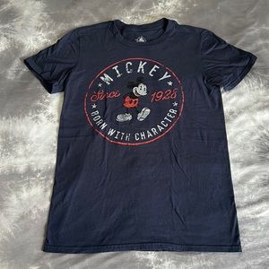 Disney navy dark blue shirt authentic original Mickey Mouse since 1928 red